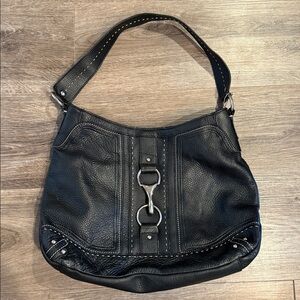 A.N.A. A New Approach Black Leather Shoulder Bag